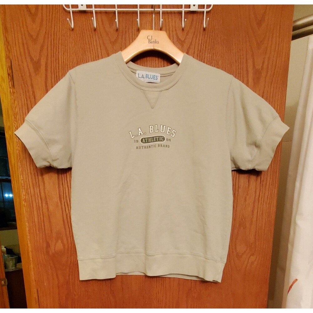 Vtg L.A. Blues Size XL Green Gray Short Sleeve Crewneck Sweatshirt 1994 Women